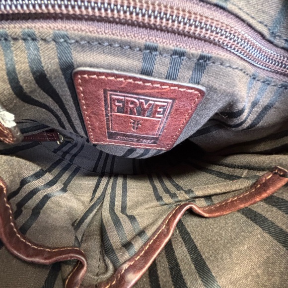 RARE Frye Studded Leather Crossbody Messenger Flap Bag Dark Brown - Picture 8 of 15